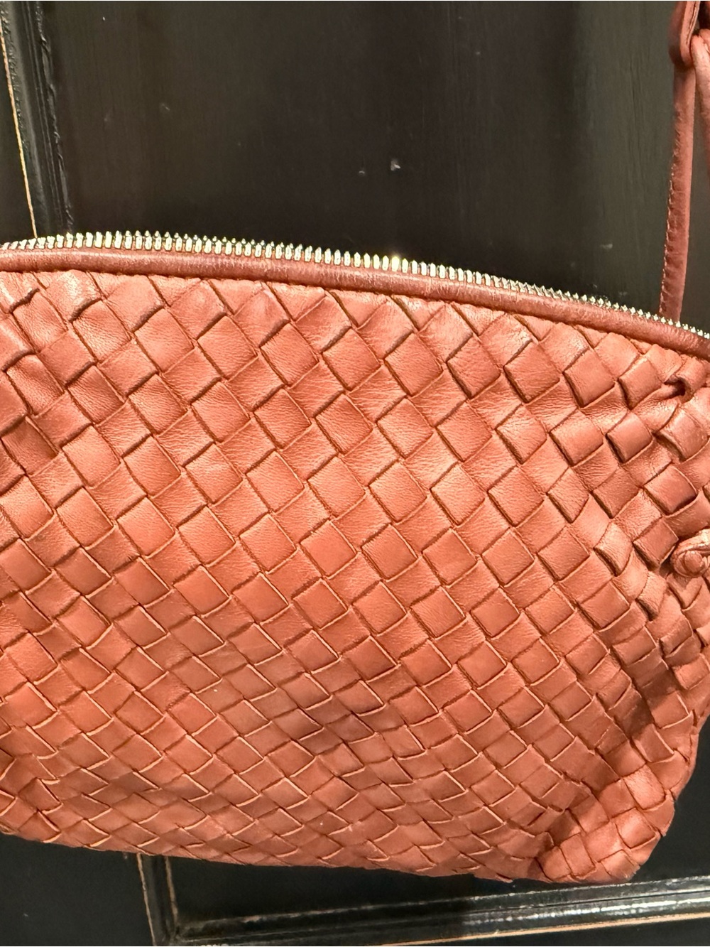Bottega Veneta Woven Leather Crossbody in Burnt Orange